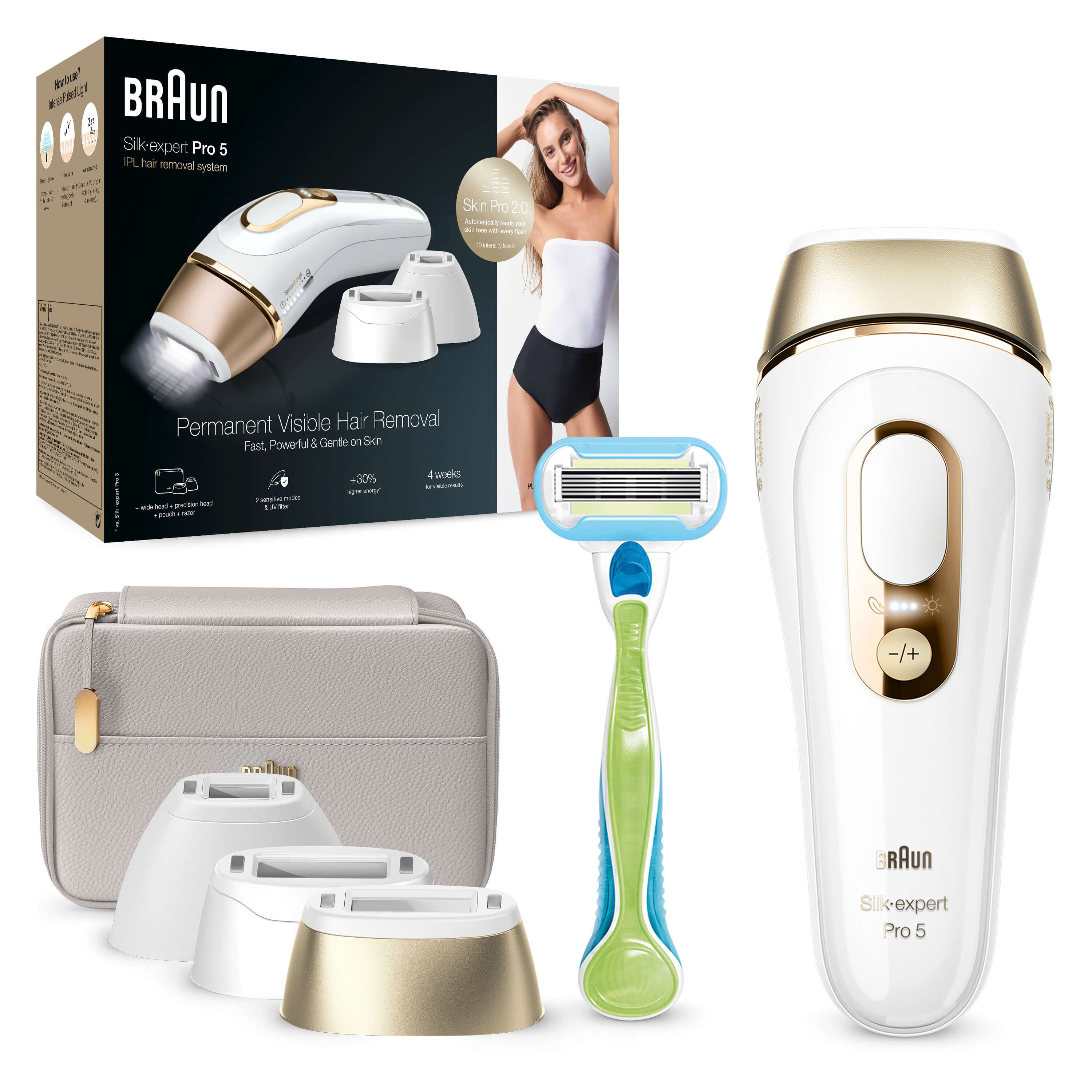 Braun Silk·expert Pro 5 IPL: Alternative to Laser Hair Removal with 4 Caps  and Vanity Case, PL5347