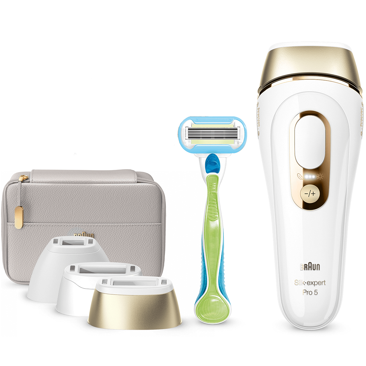 Braun Skin i·expert Smart IPL: At Home Alternative to Laser Hair Removal  with 3 Caps and Leather Pouch, PL7243