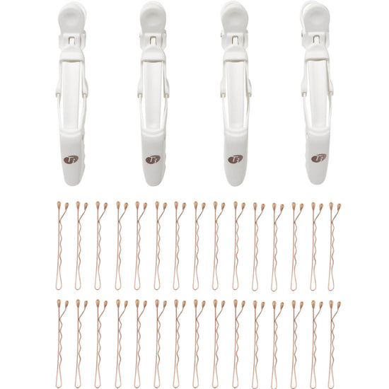 T3 Clip Kit with 4 Alligator Clips and 30 Rose Gold Bobby Pins