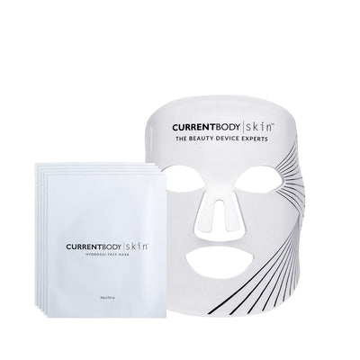 CurrentBody Skin LED Light Therapy Mask + CurrentBody Skin Hydrogel Mask (5 Pack)