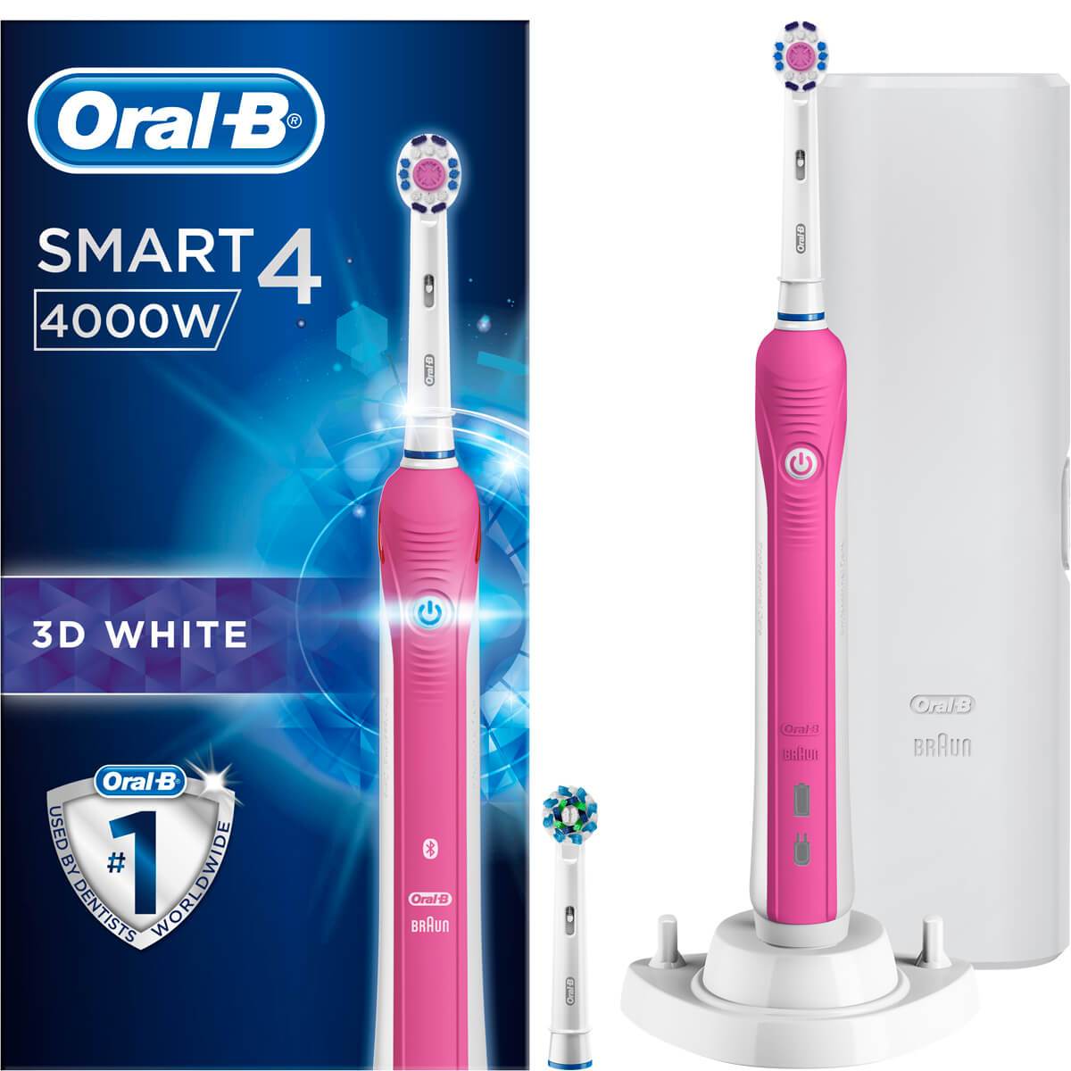 Oral-B Smart 4 4000 3D White Pink Bluetooth Enabled Electric