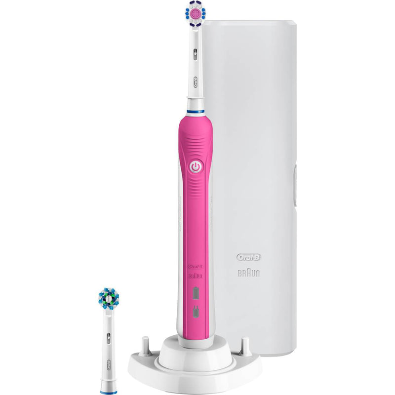 Oral-B Smart 4 4000 3D White Pink Bluetooth Enabled Electric Toothbrush + Travel Case